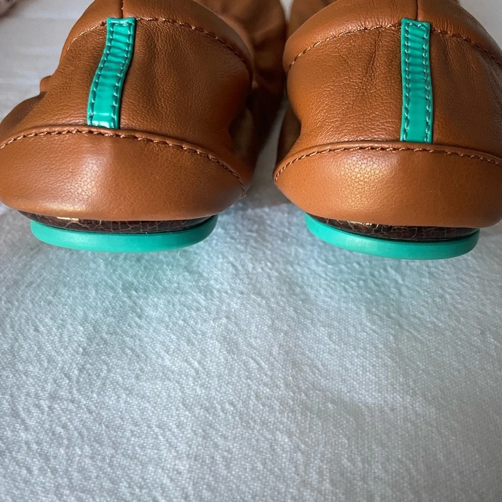 Tan Leather Tieks Ballet Flats 8 - Picture 3 of 3